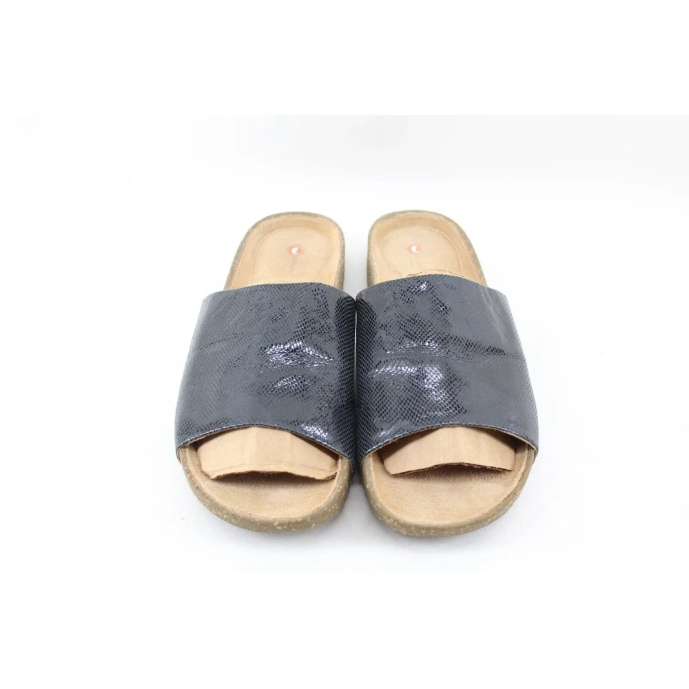 Unstructured by Clarks Womens Rosilla Hollis Slide Sandals Size 7 US Black Snake